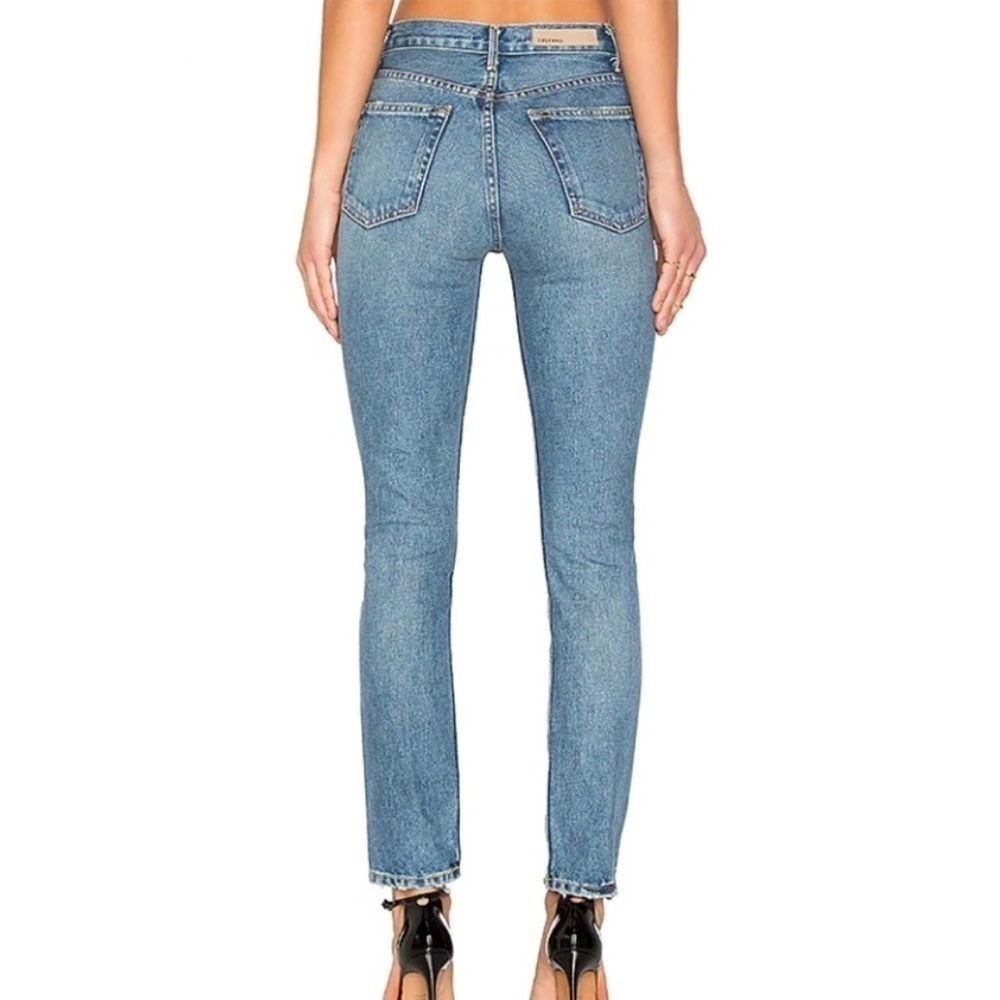 Grlfrnd Karolina Denim Ankle Jeans Light Distressing in Green-Eyed Lady 23